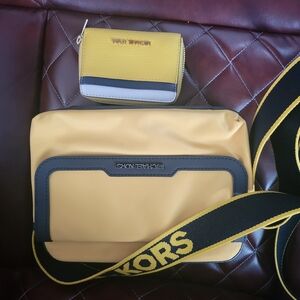 Michael Kors Yellow and Black Shoulder Bag with Wallet